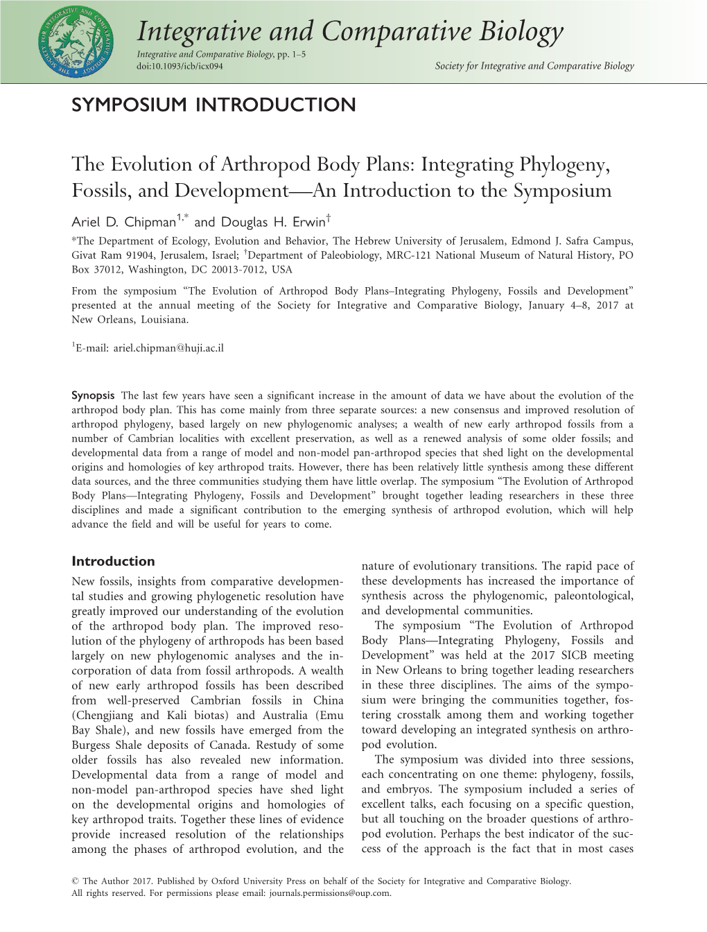 Integrative and Comparative Biology Integrative and Comparative Biology, Pp