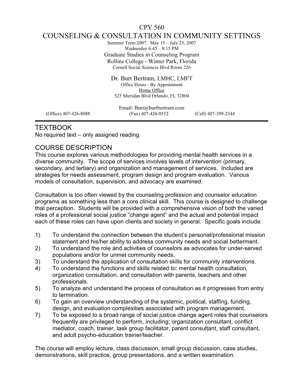 Counseling & Consultation in Community Settings