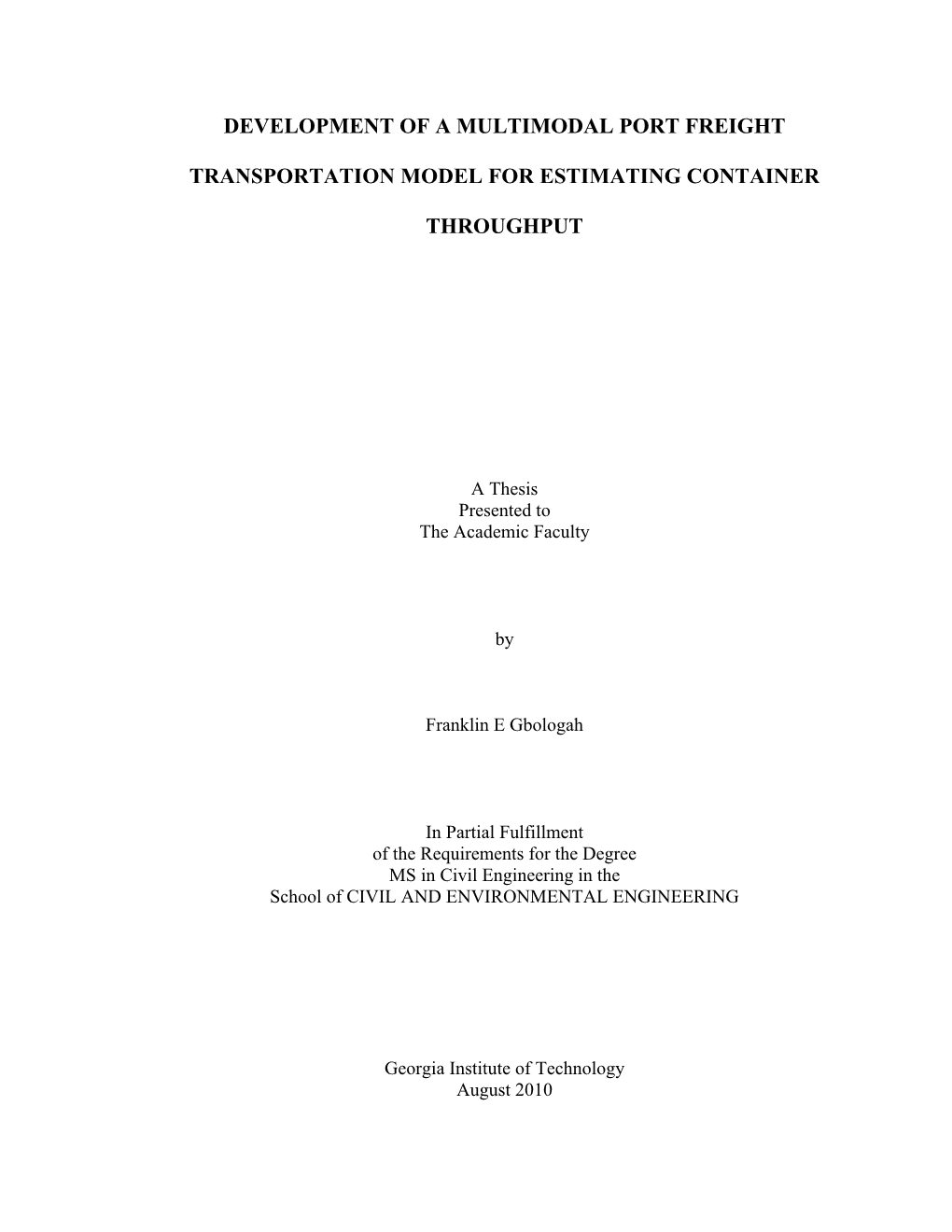 Development of a Multimodal Port Freight