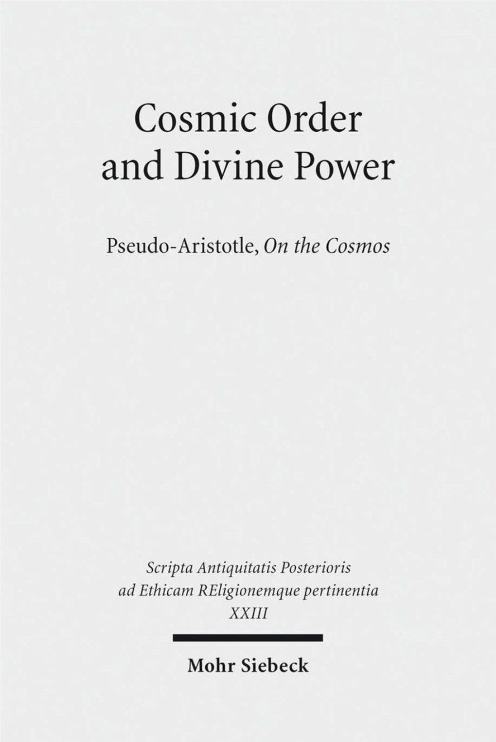 Cosmic Order and Divine Power