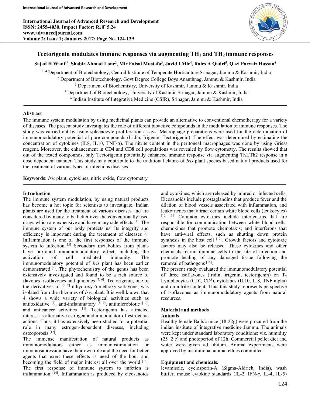 124 Tectorigenin Modulates Immune Responses Via Augmenting TH1 And