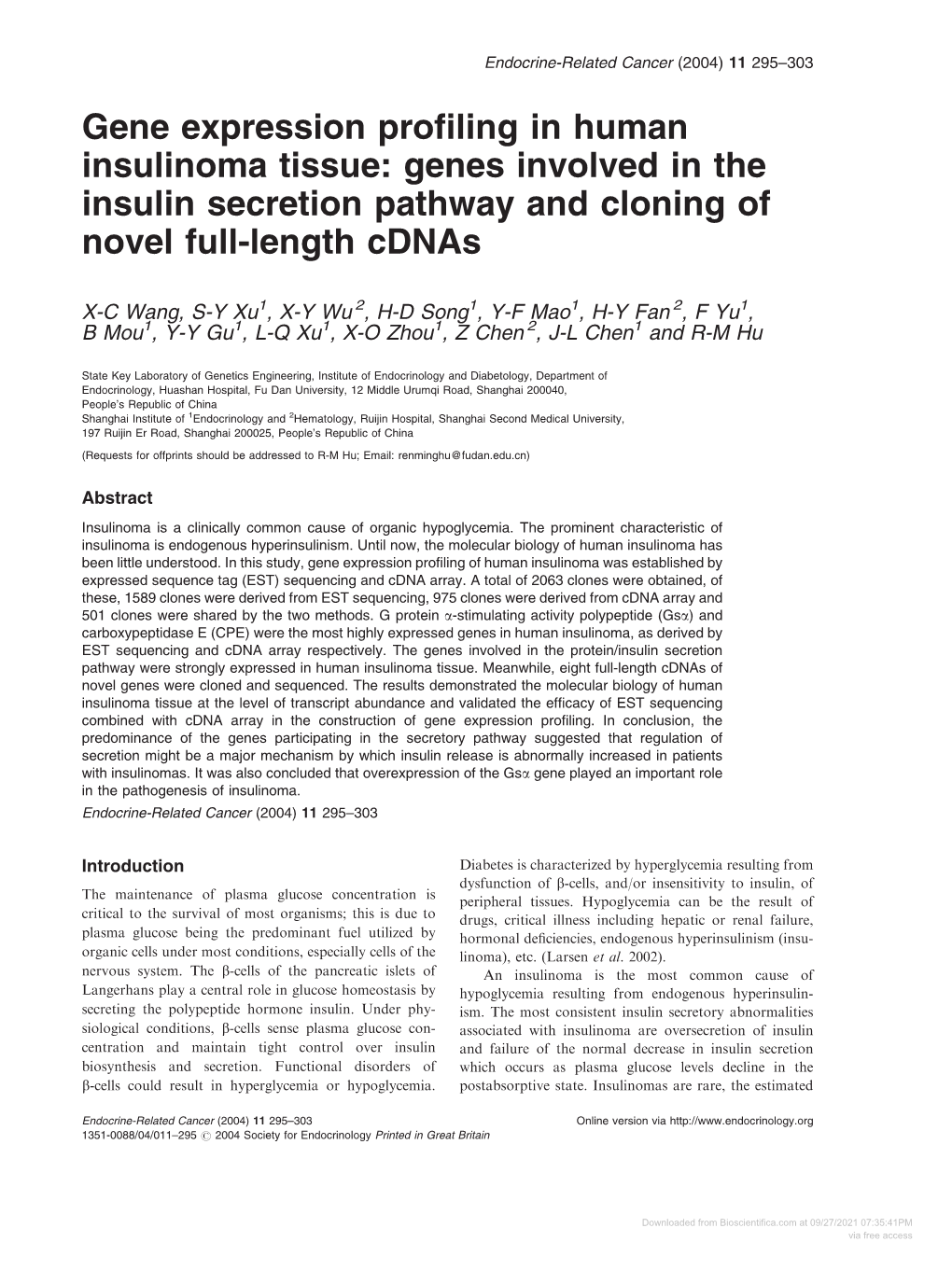 Gene Expression Profiling in Human