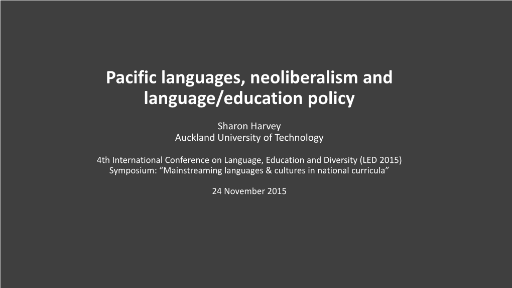Pacific Languages Framework