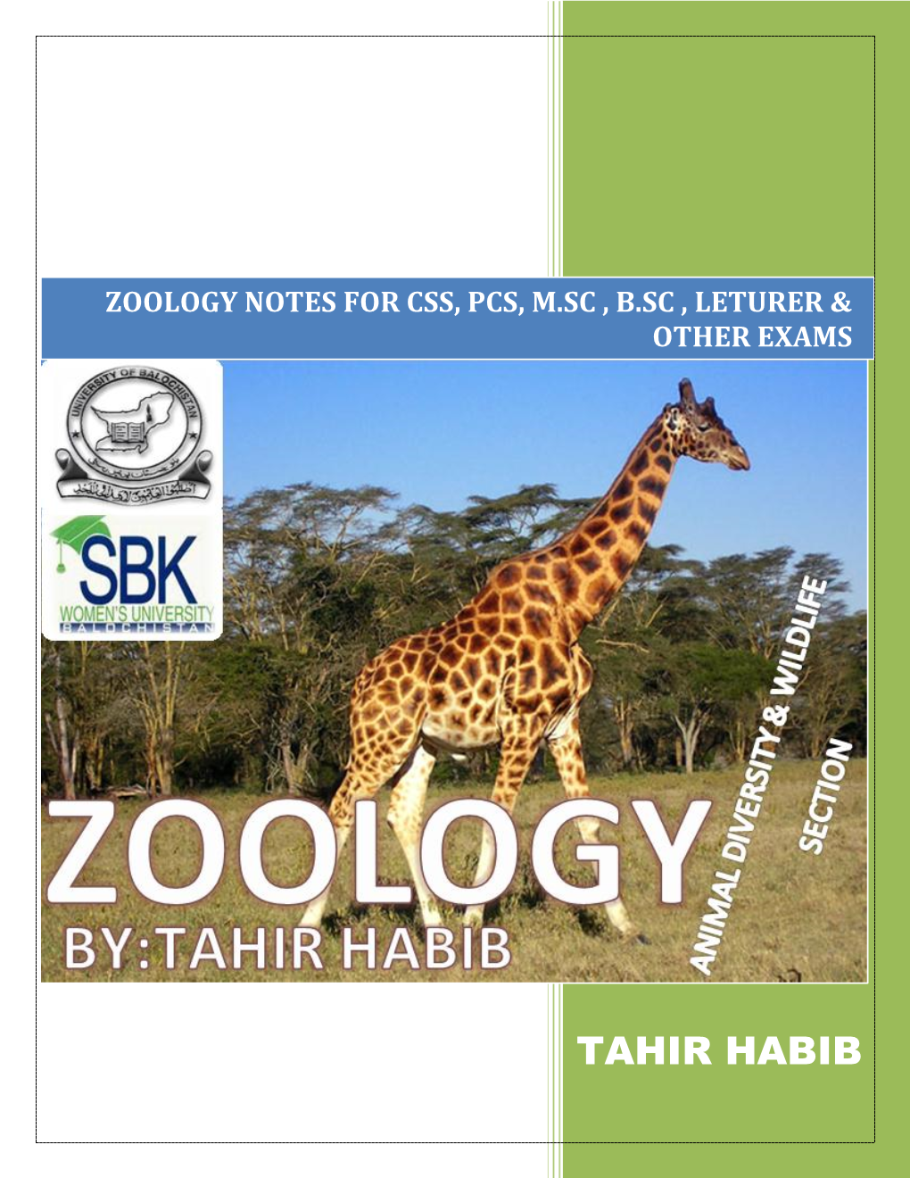 Zoology Notes for Css, Pcs, M.Sc , B.Sc , Leturer & Other Exams