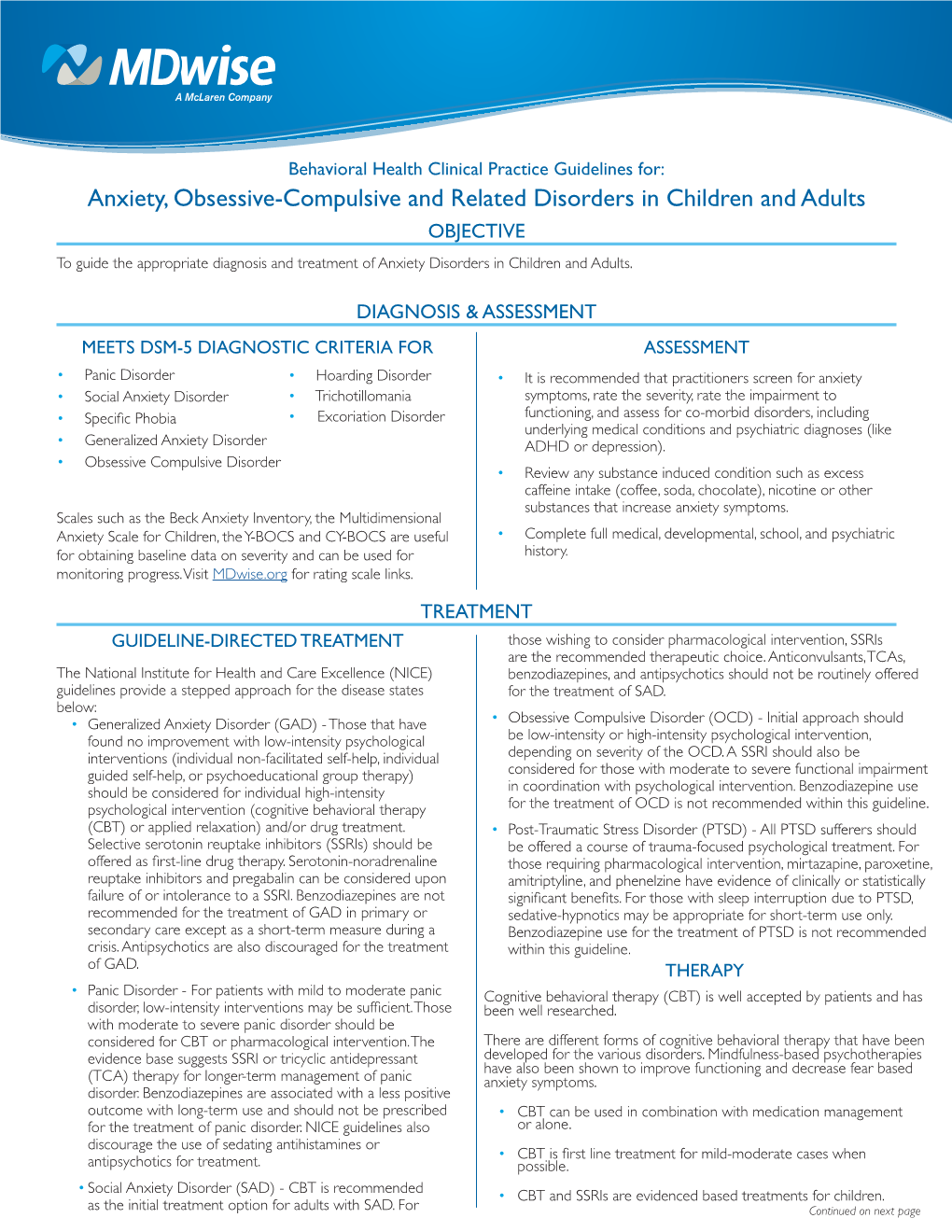 Anxiety, Obsessive-Compulsive and Related Disorders in Children and Adults OBJECTIVE