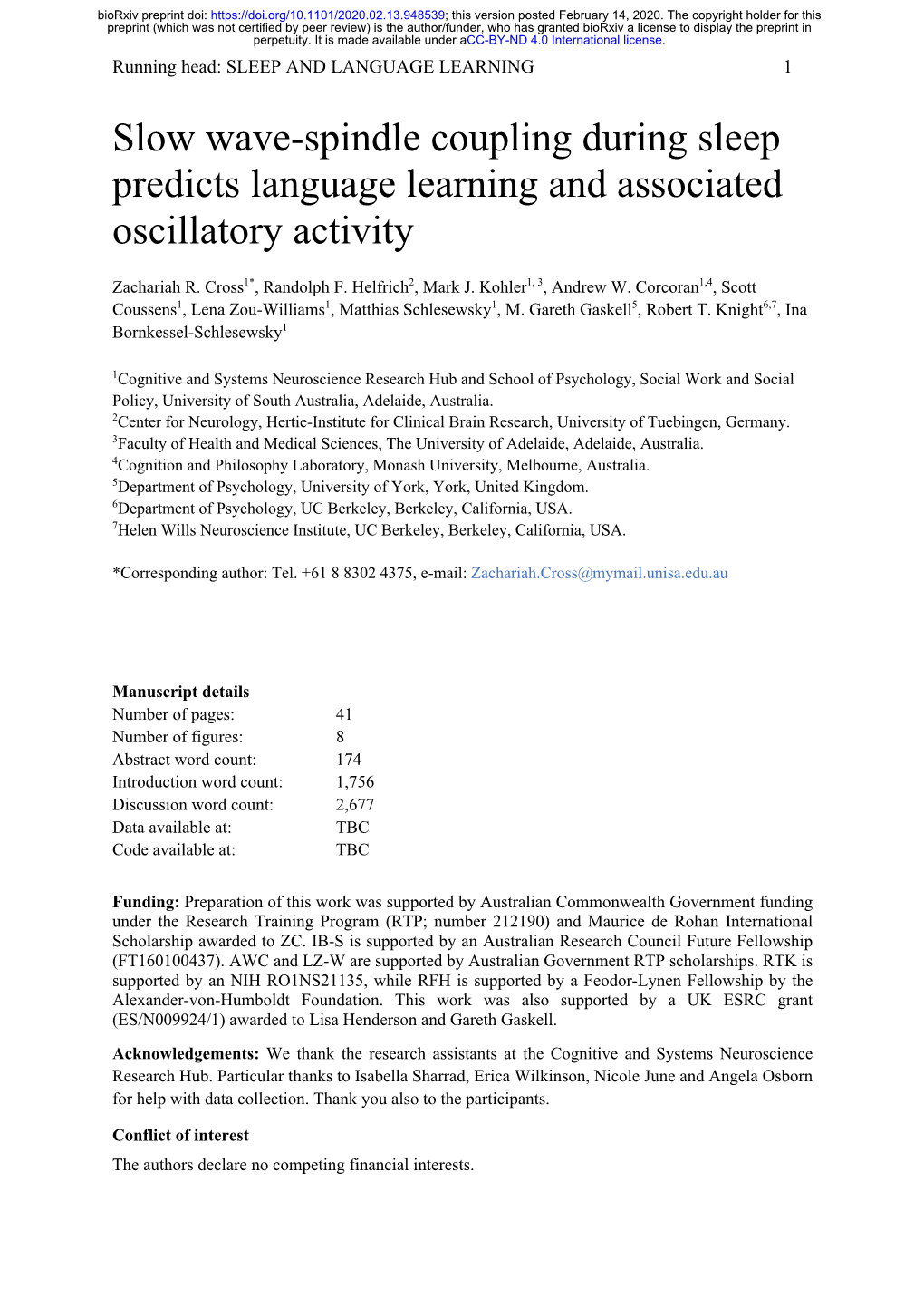 Slow Wave-Spindle Coupling During Sleep Predicts Language Learning and Associated Oscillatory Activity