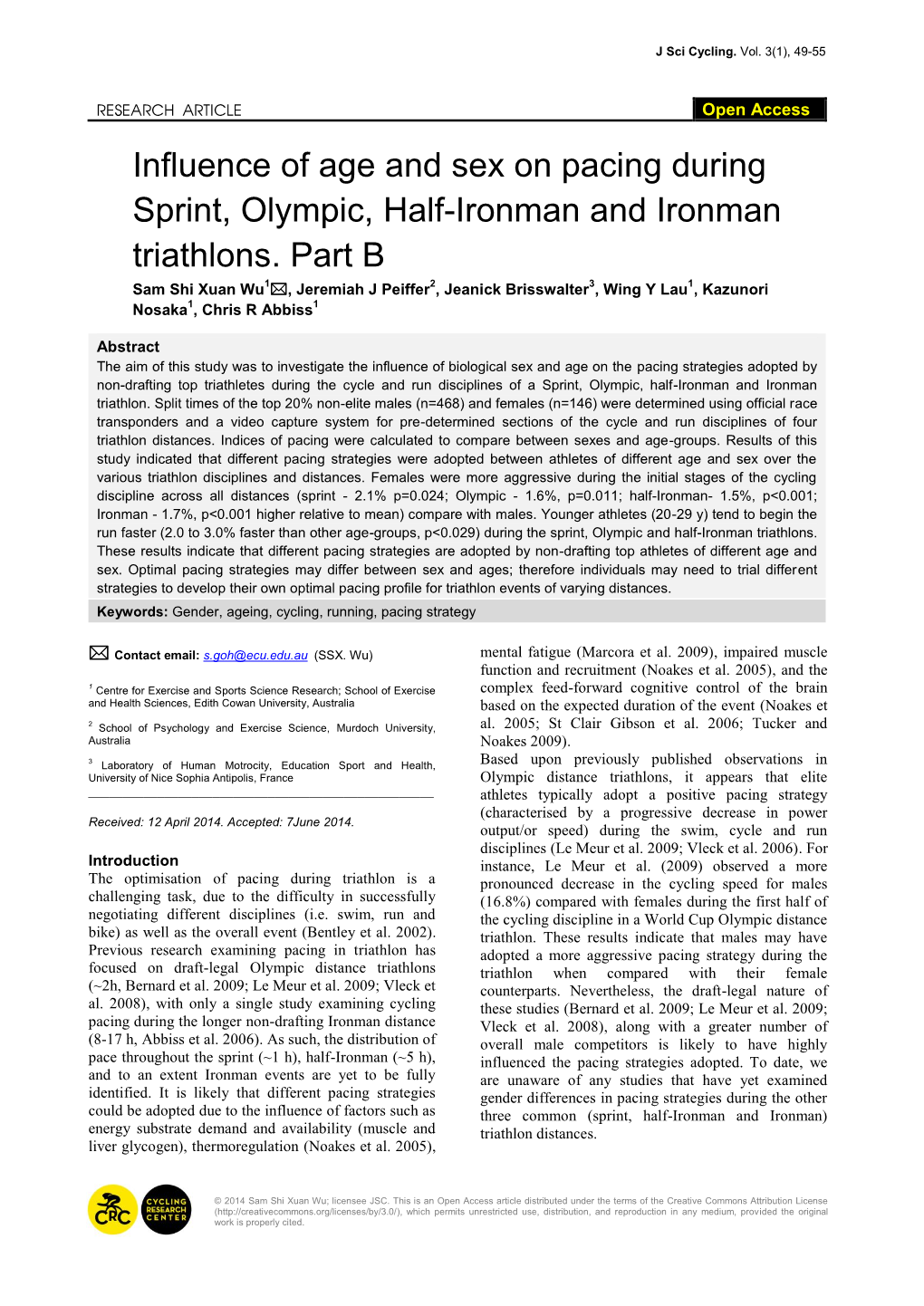 Influence of Age and Sex on Pacing During Sprint, Olympic, Half-Ironman and Ironman Triathlons