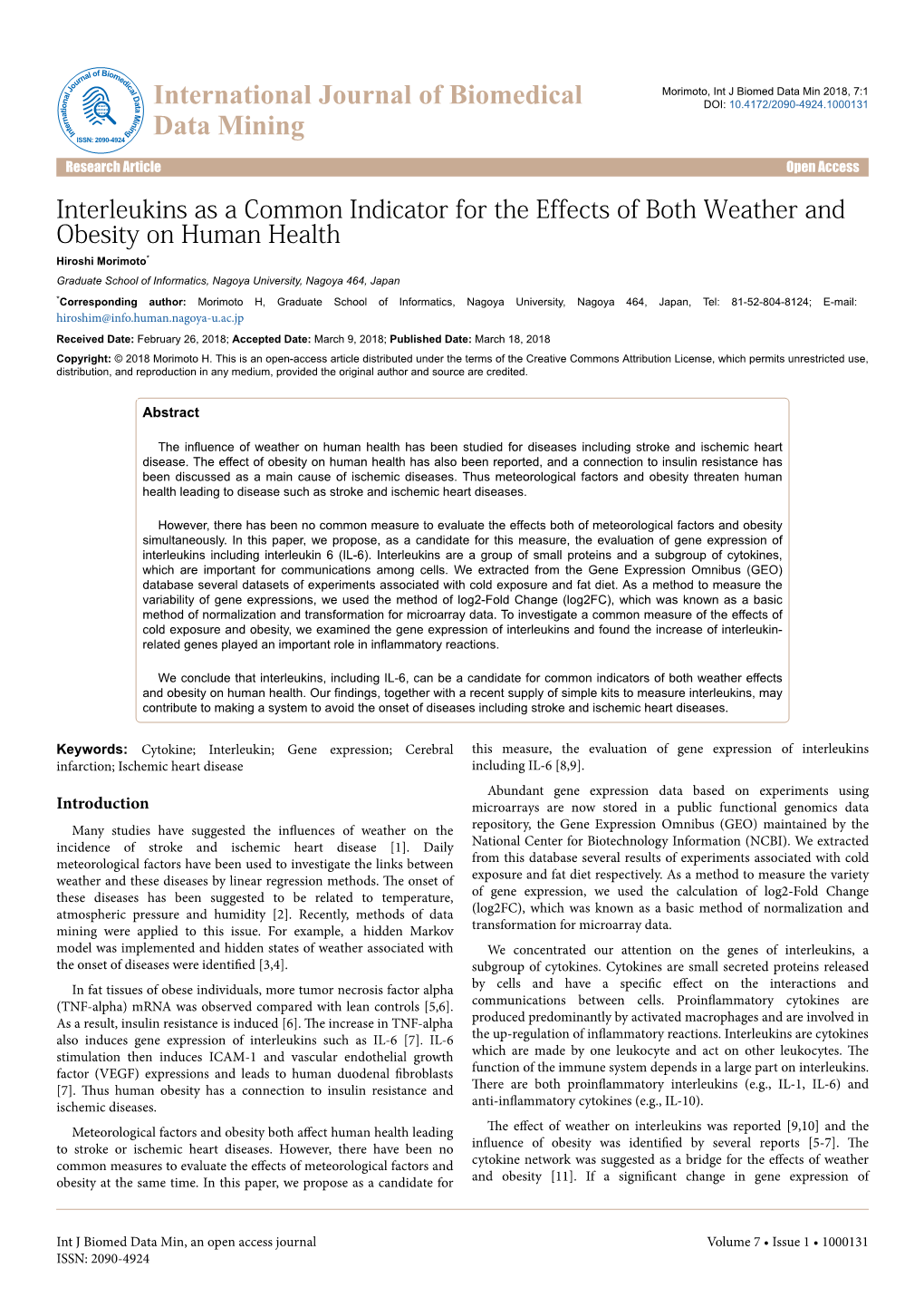 Interleukins As a Common Indicator for the Effects of Both Weather And