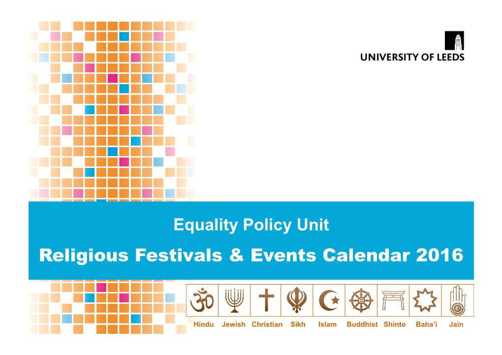 Religious Festivals & Events Calendar 2016