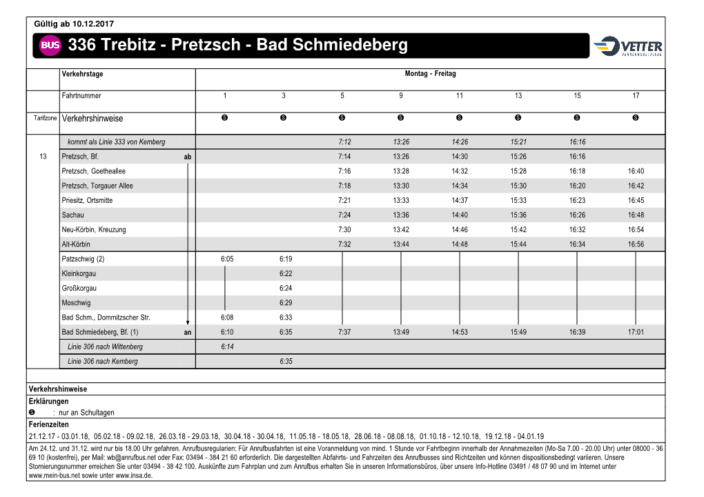 336 Trebitz - Pretzsch - Bad Schmiedeberg