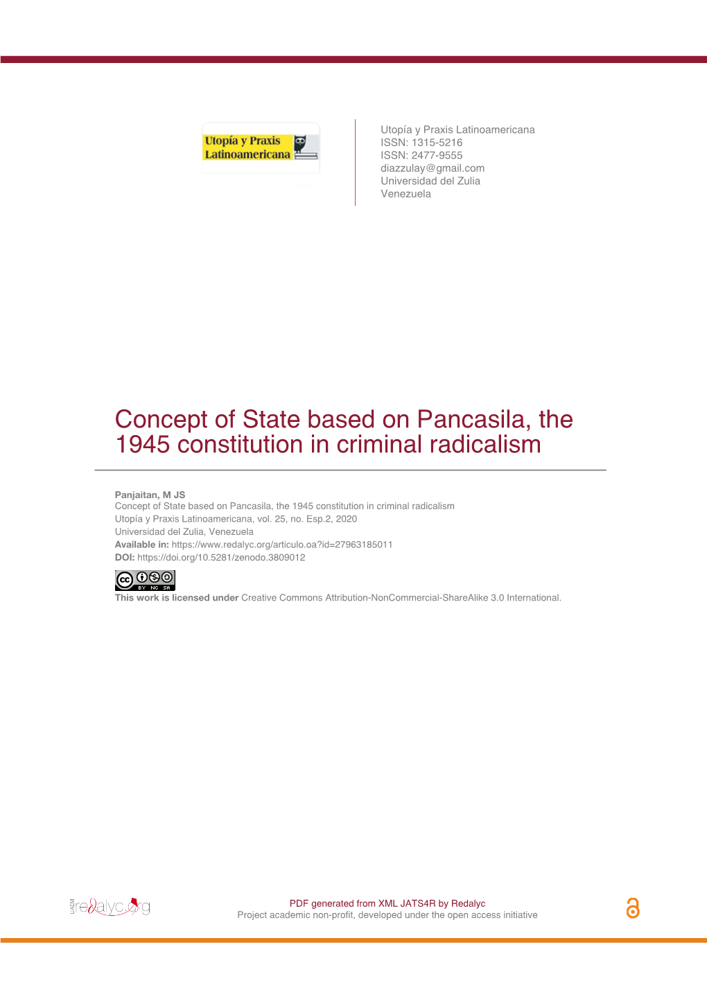 Concept of State Based on Pancasila, the 1945 Constitution in Criminal Radicalism