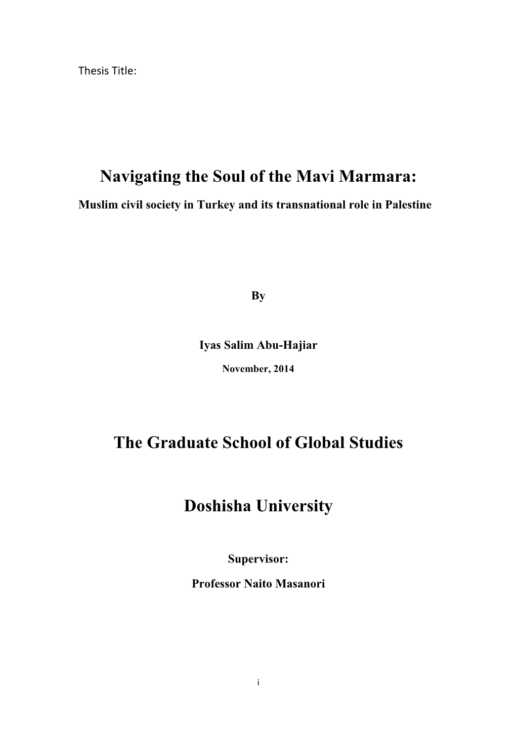 The Graduate School of Global Studies Doshisha University