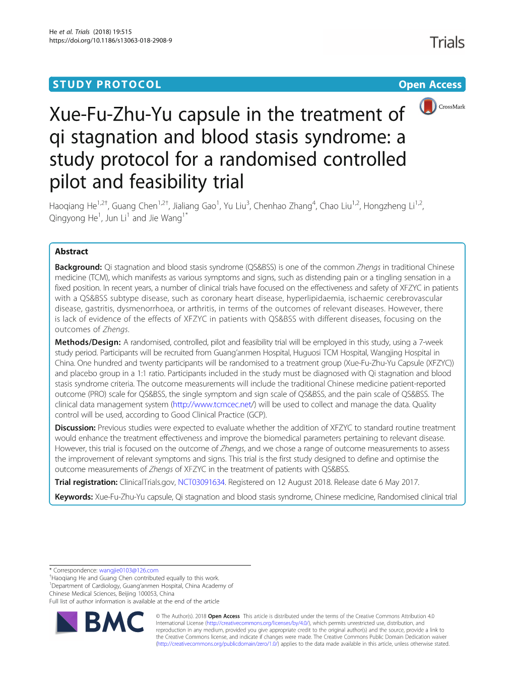 Xue-Fu-Zhu-Yu Capsule in the Treatment of Qi