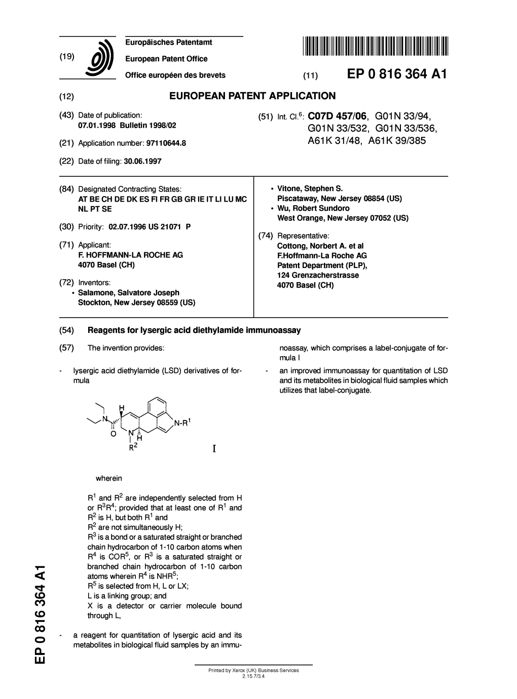 Reagents for Lysergic Acid Diethylamide Immunoassay