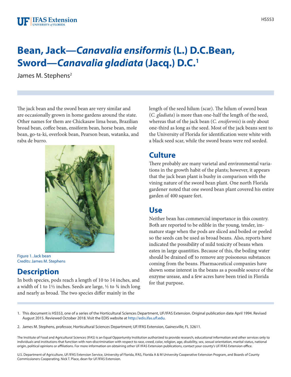 Bean, Jack—Canavalia Ensiformis (L.) D.C.Bean, Sword—Canavalia Gladiata (Jacq.) D.C.1 James M