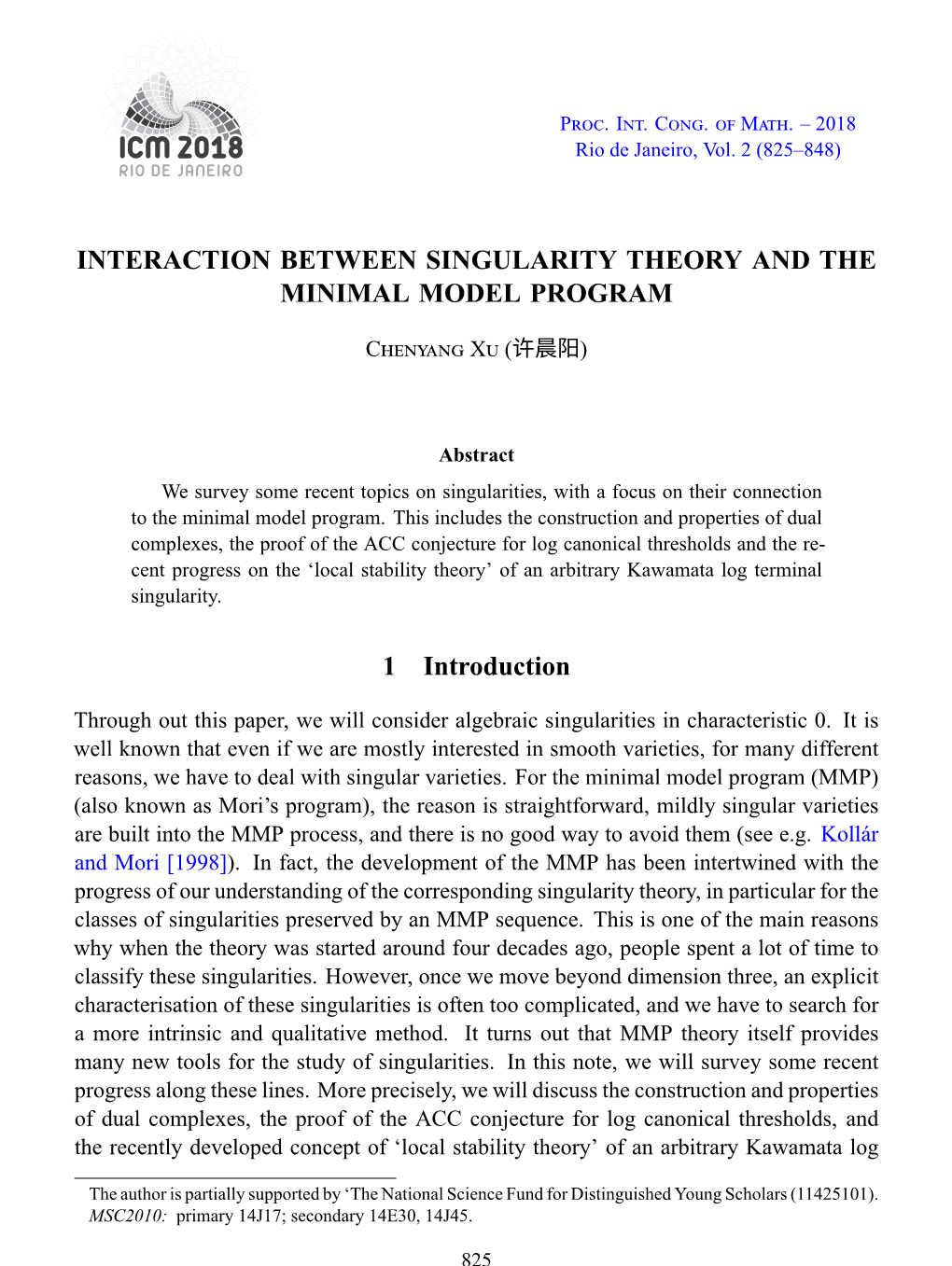 Interaction Between Singularity Theory and the Minimal Model Program