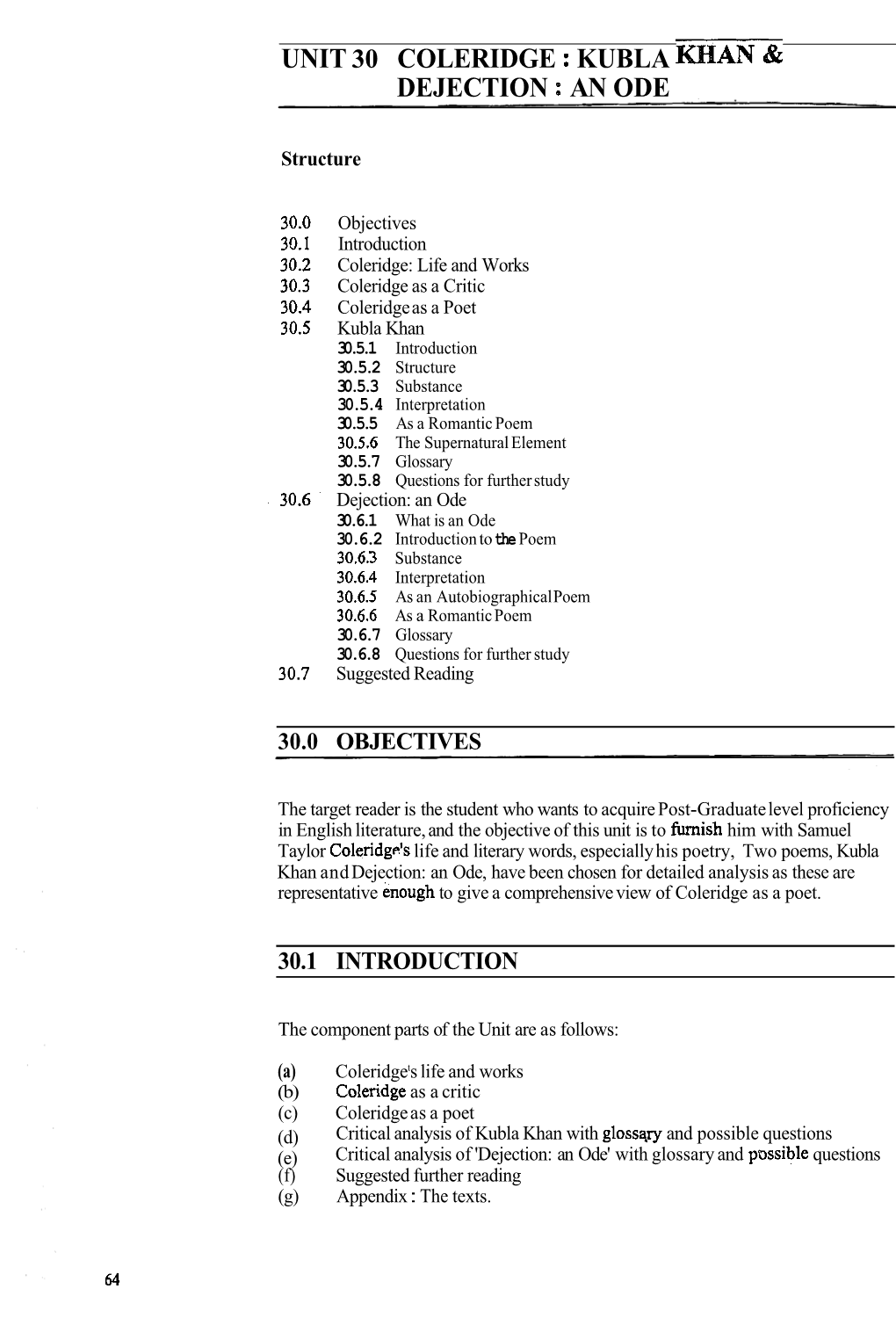 Unit 30 Coleridge : Kubla Dejection : An