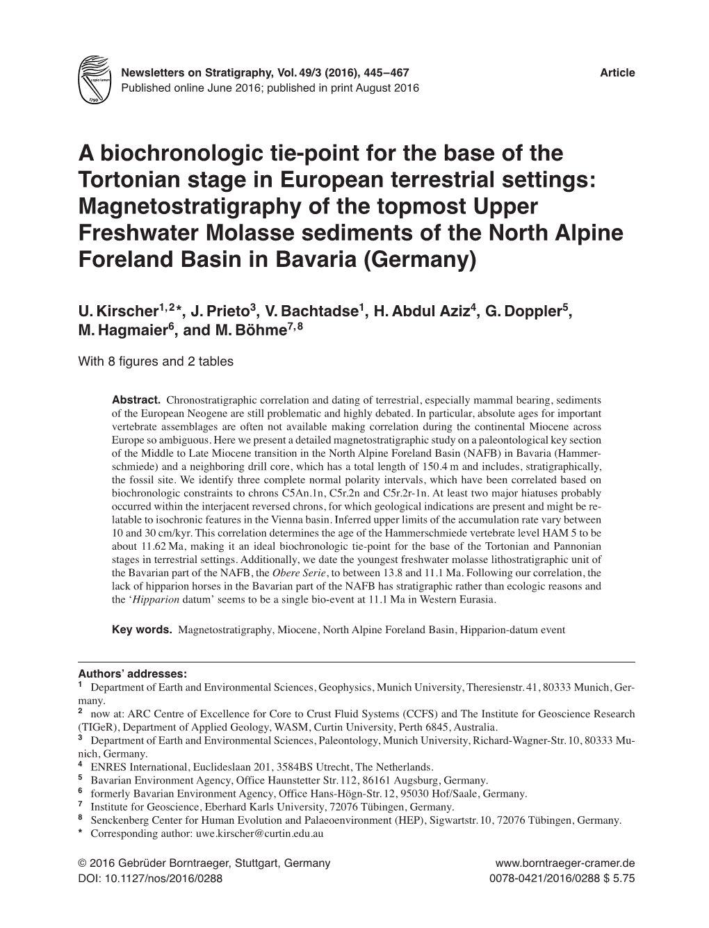 A Biochronologic Tie-Point for the Base of the Tortonian Stage in European