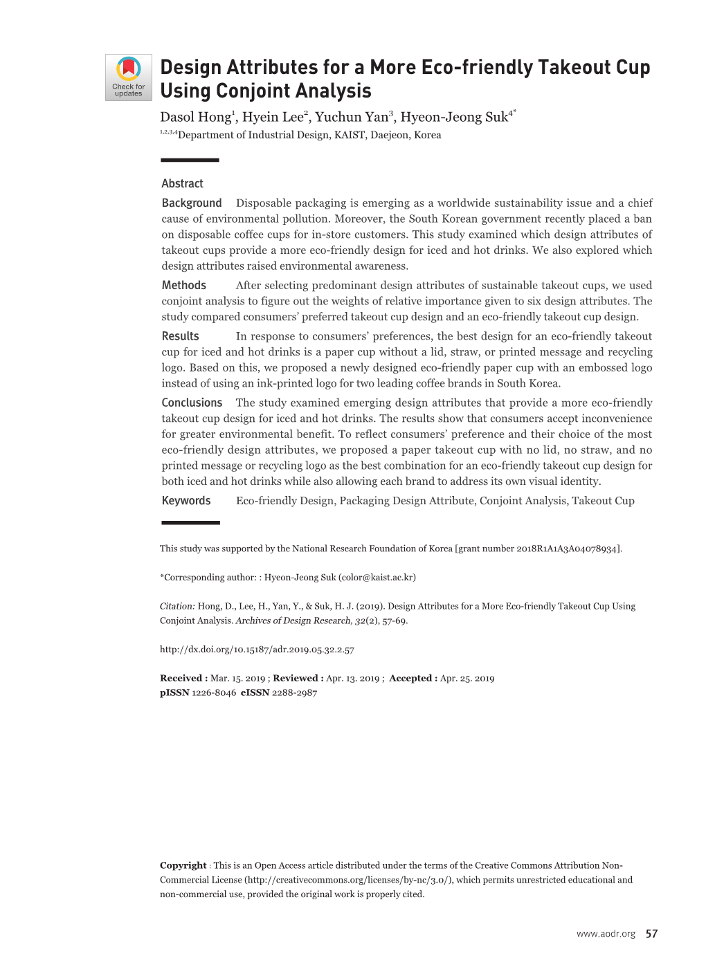 Design Attributes for a More Eco-Friendly Takeout Cup Using Conjoint Analysis