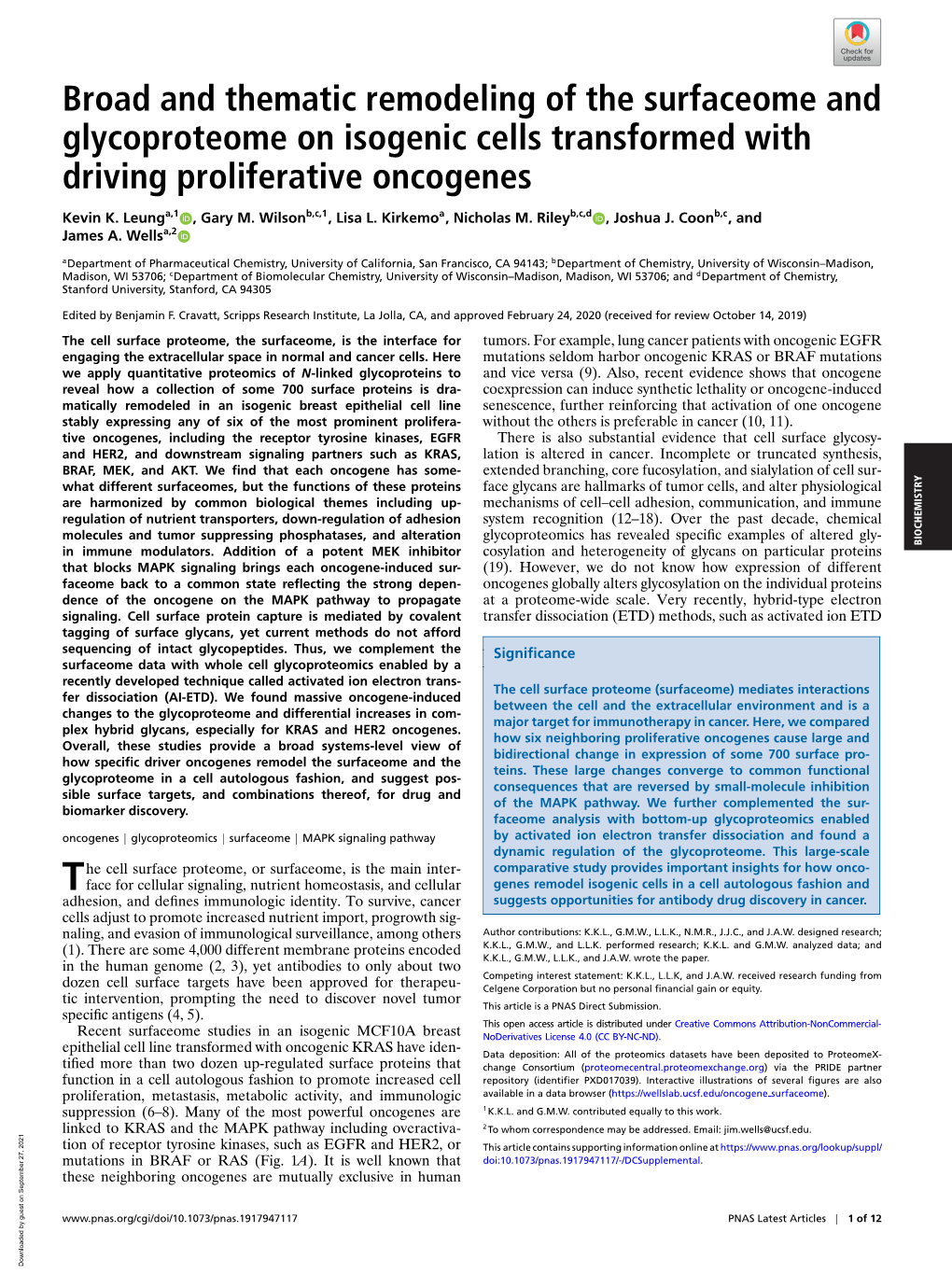 Broad and Thematic Remodeling of the Surfaceome and Glycoproteome On