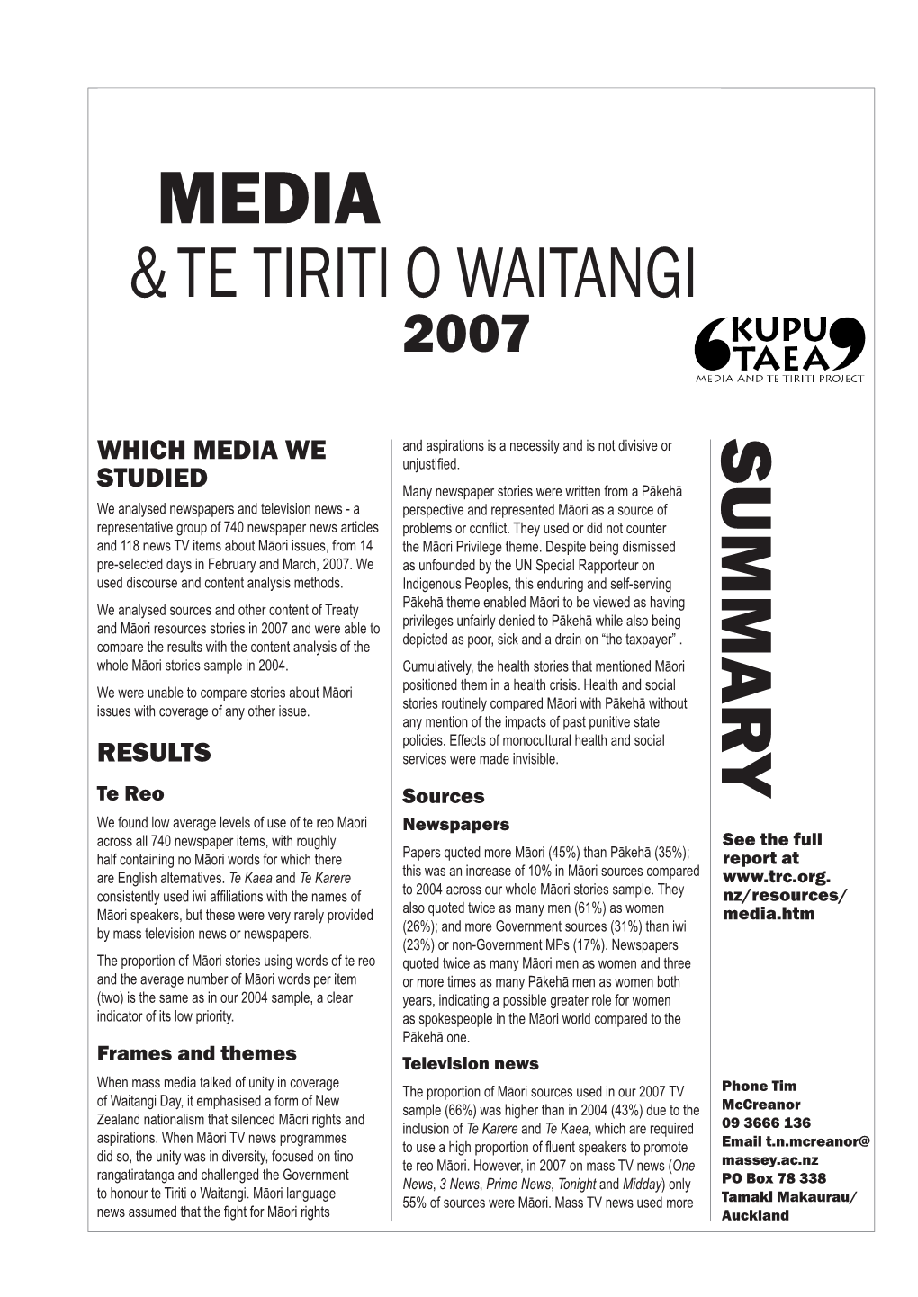 Summary of 2007 Submission to NZ Press Council