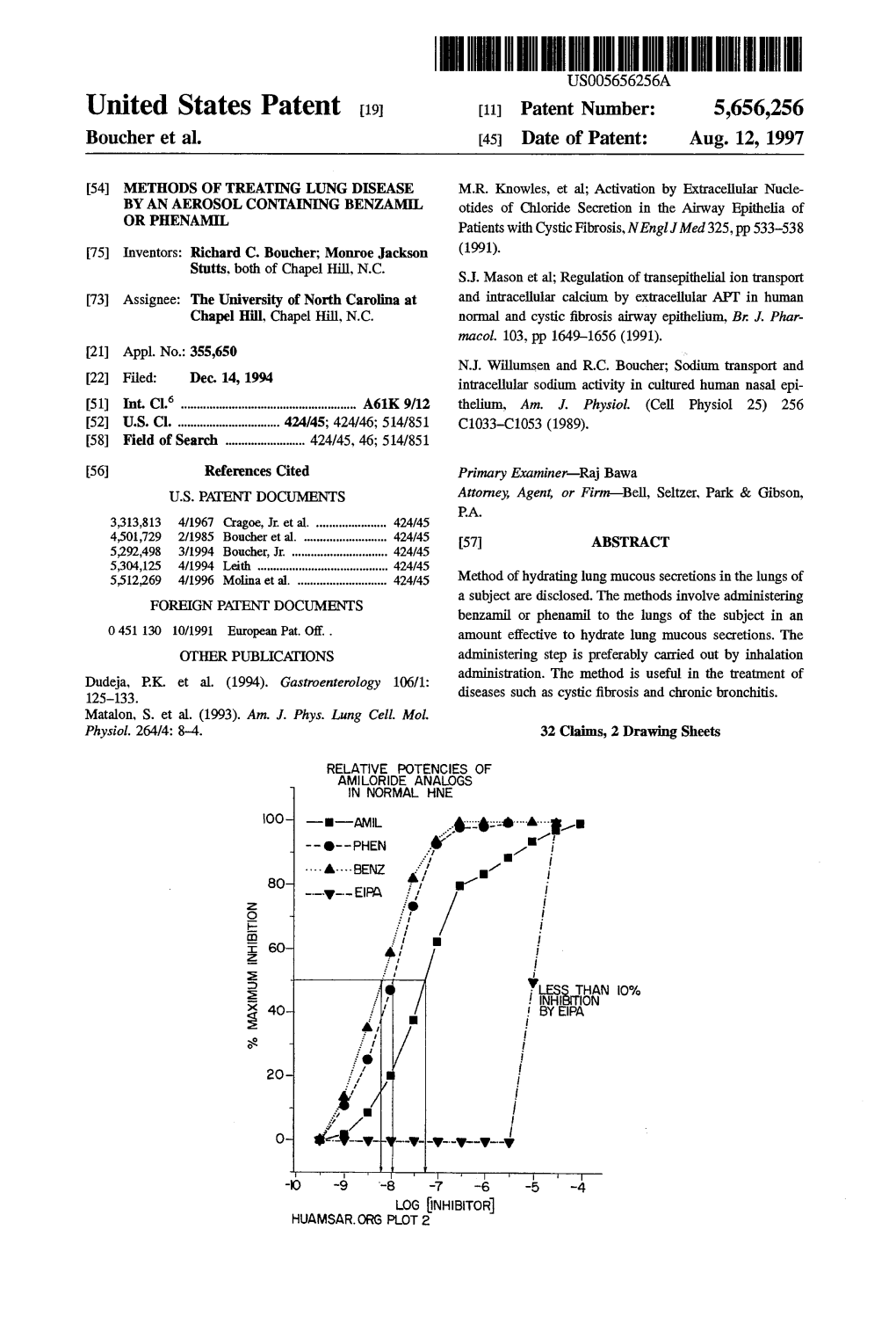 United States Patent 19 11 Patent Number: 5,656,256 Boucher Et Al