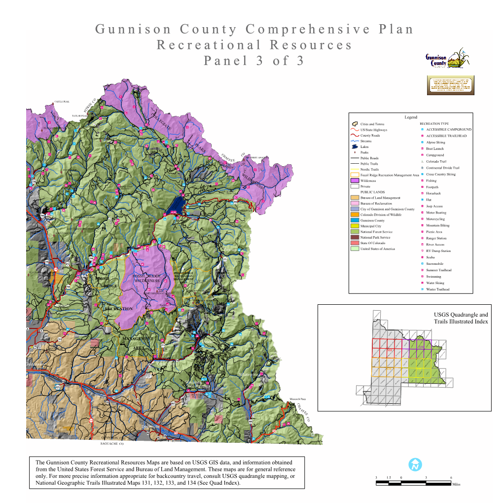 USGS Quadrangle and Trails Illustrated Index the Gunnison