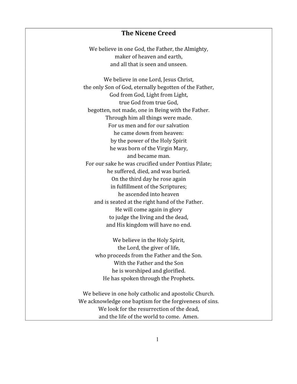 The Nicene Creed