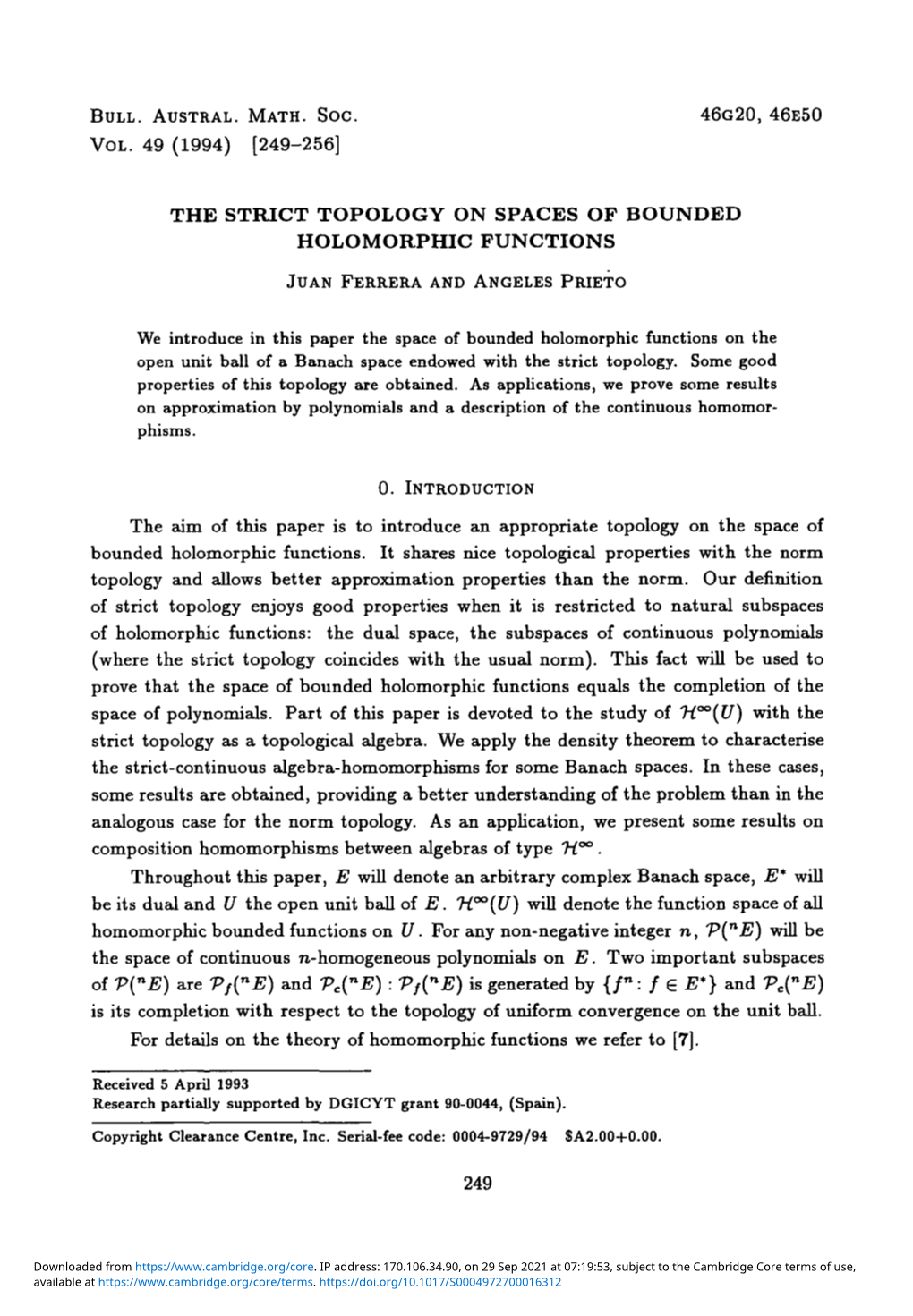 The Strict Topology on Spaces of Bounded Holomorphic Functions