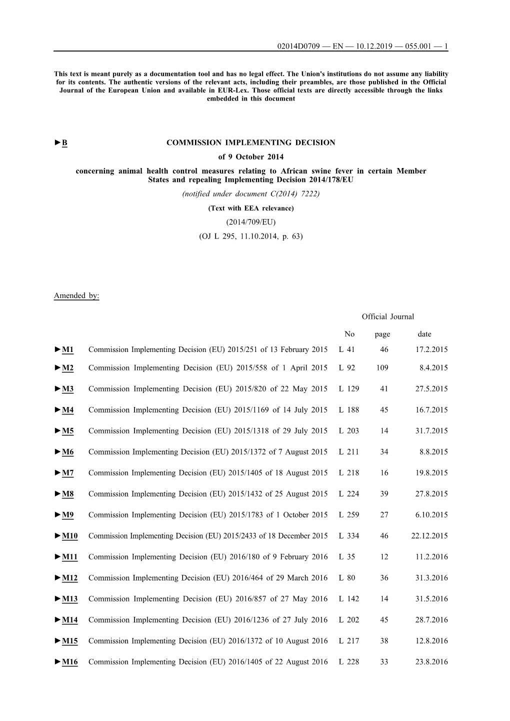 B COMMISSION IMPLEMENTING DECISION of 9