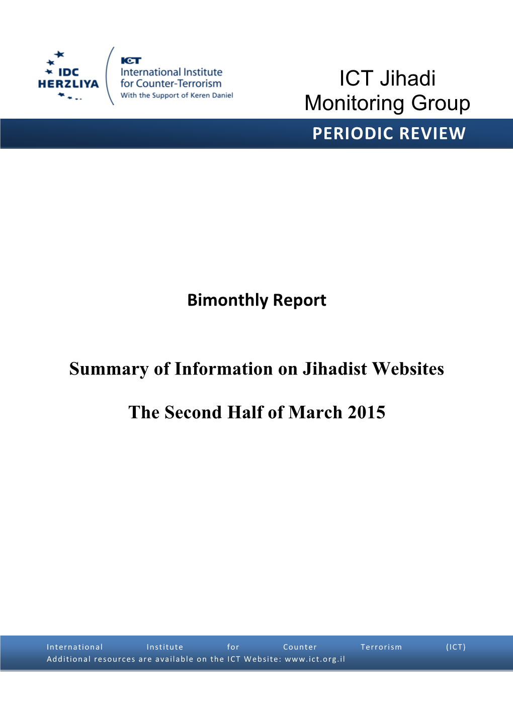 ICT Jihadi Monitoring Group PERIODIC REVIEW