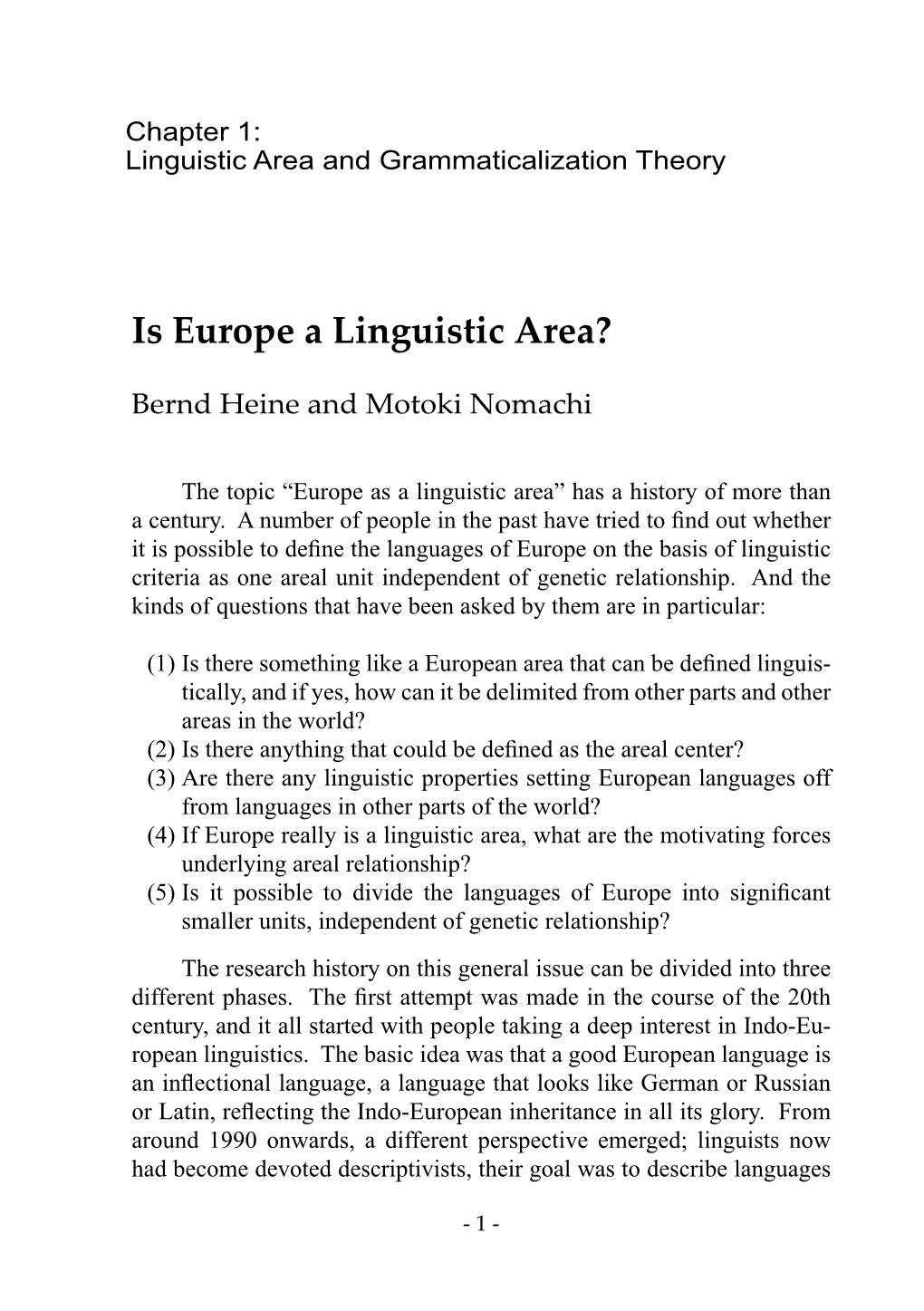 Is Europe a Linguistic Area?