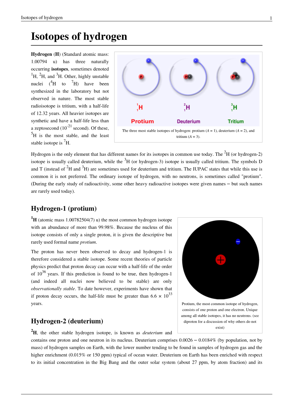 Isotopes of Hydrogen 1 Isotopes of Hydrogen