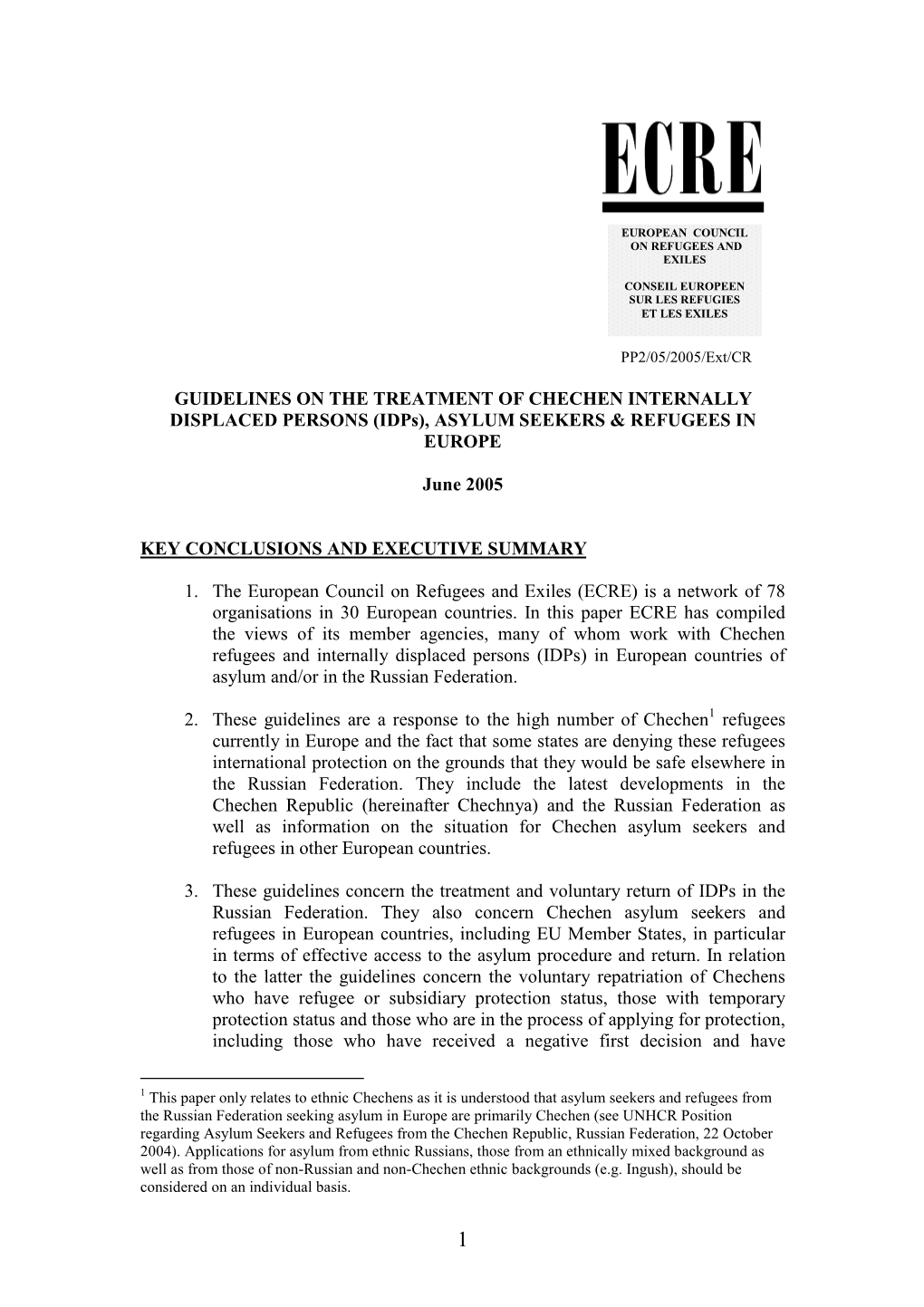 Guidelines on the Treatment of Chechen Refugees