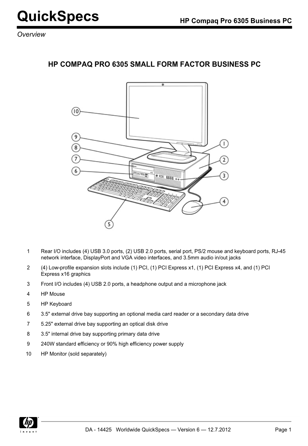 HP Compaq Pro 6305 Business PC Overview