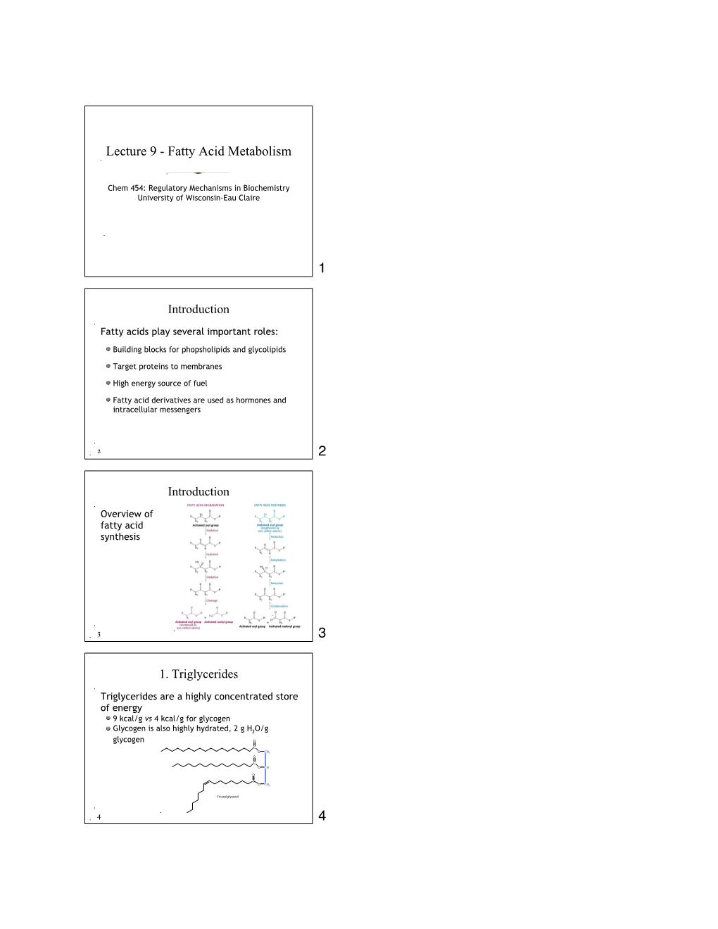 Lecture 9 - Fatty Acid Metabolism