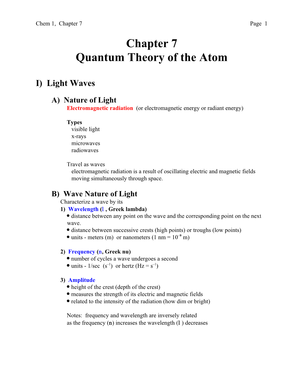 Chapter 7 Quantum Theory of the Atom