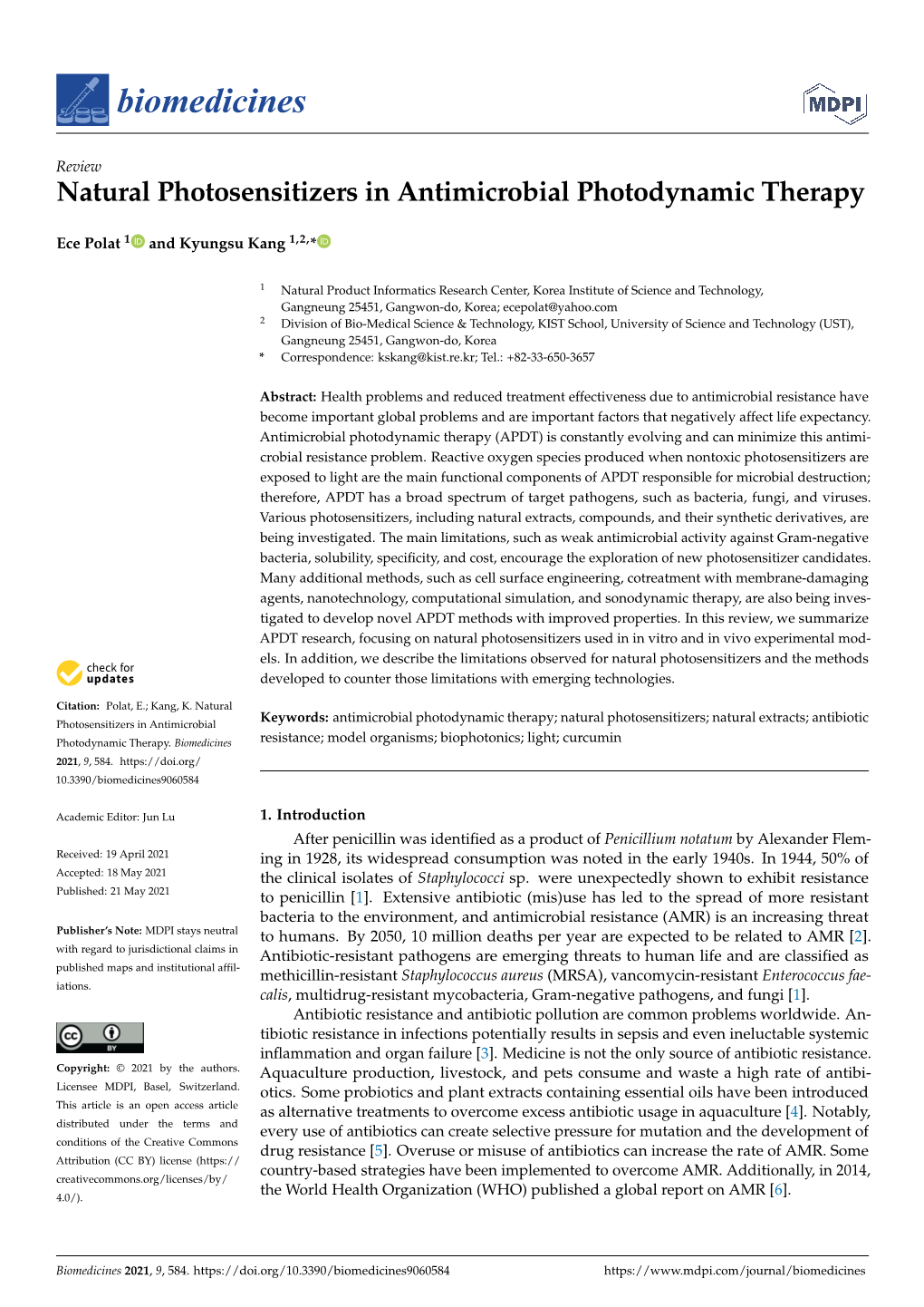 Natural Photosensitizers in Antimicrobial Photodynamic Therapy