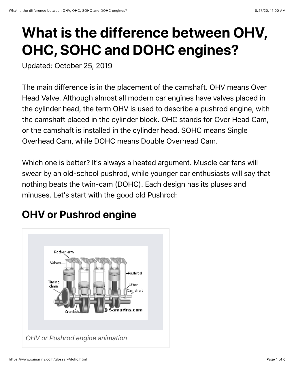 What Is the Difference Between OHV, OHC, SOHC and DOHC Engines?