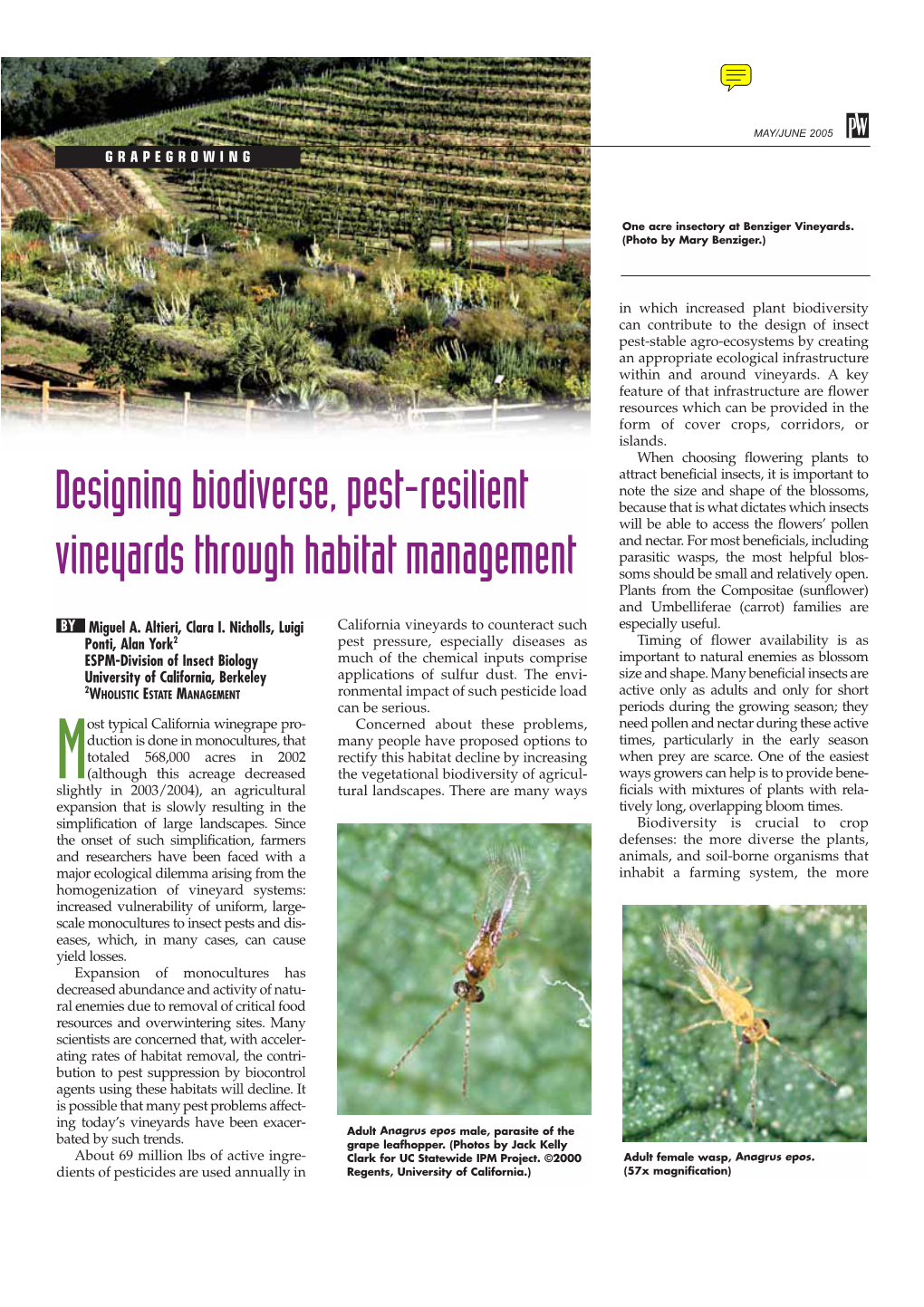 Designing Biodiverse, Pest-Resilient Vineyards Through Habitat