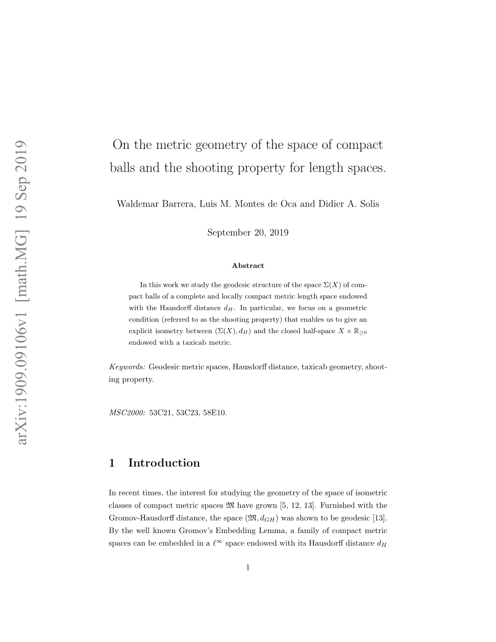 On the Metric Geometry of the Space of Compact Balls and the Shooting Property for Length Spaces