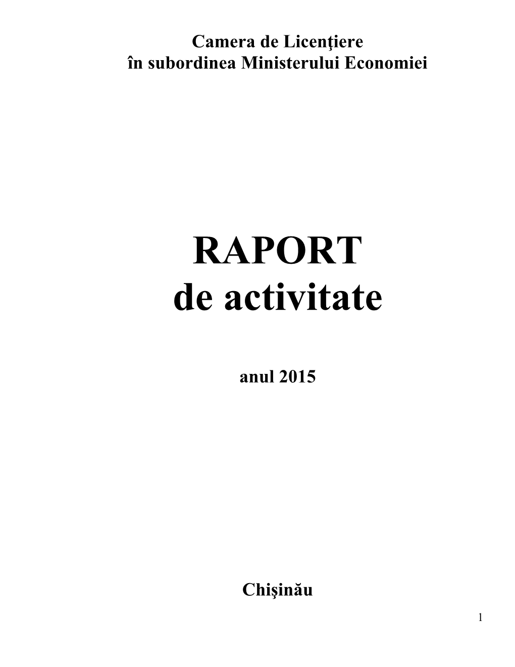 RAPORT De Activitate