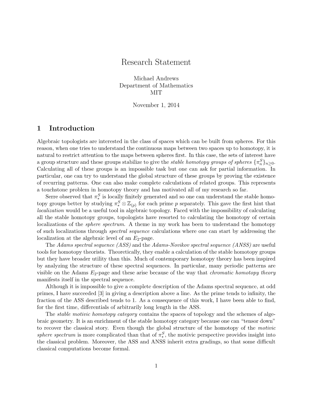 Research Statement