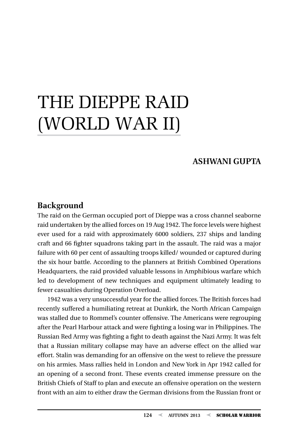 The Dieppe Raid (World War Ii)