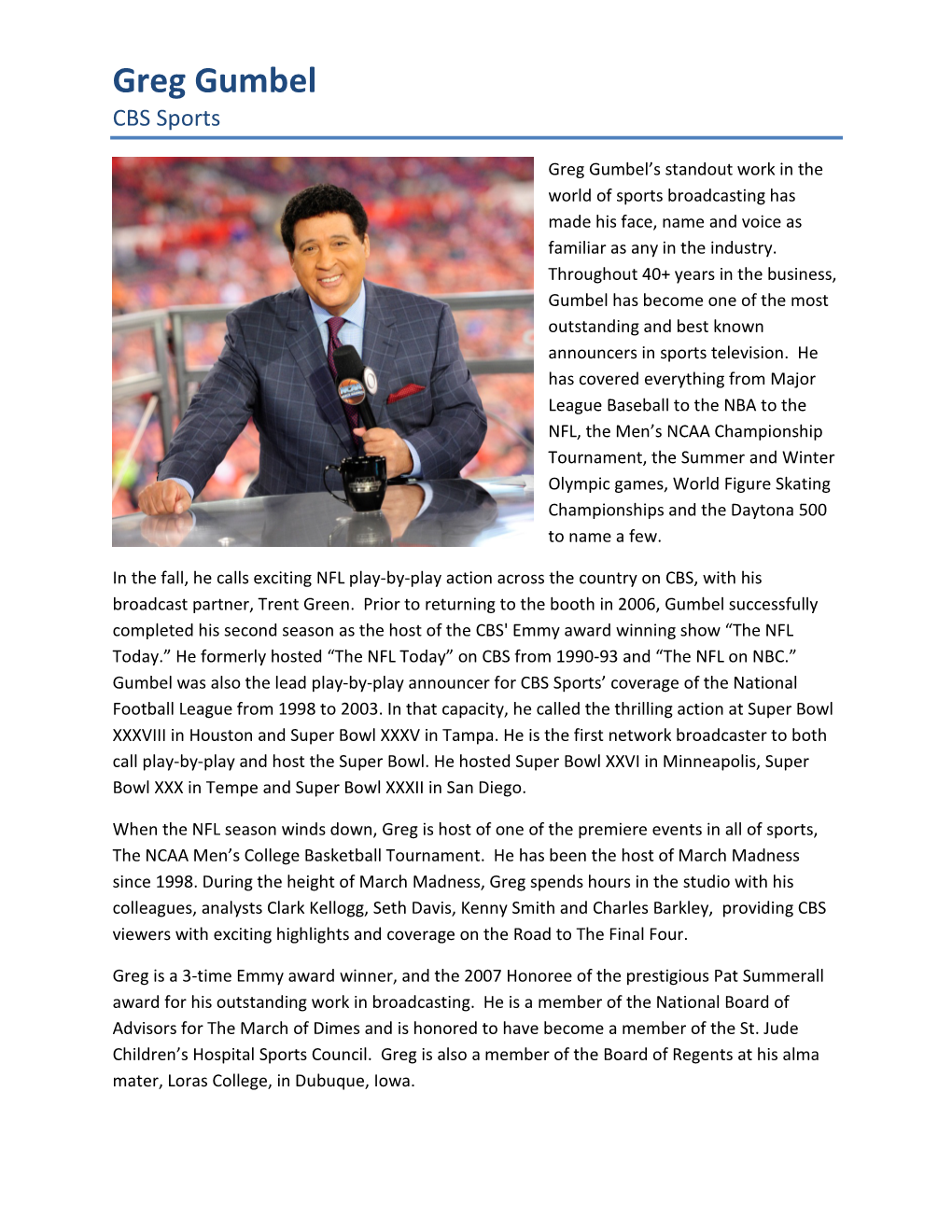 Greg Gumbel CBS Sports