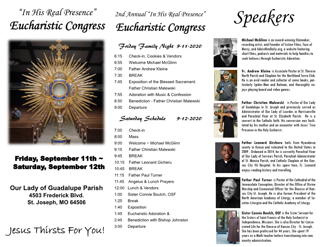 Speakers Eucharistic Congress Eucharistic Congress
