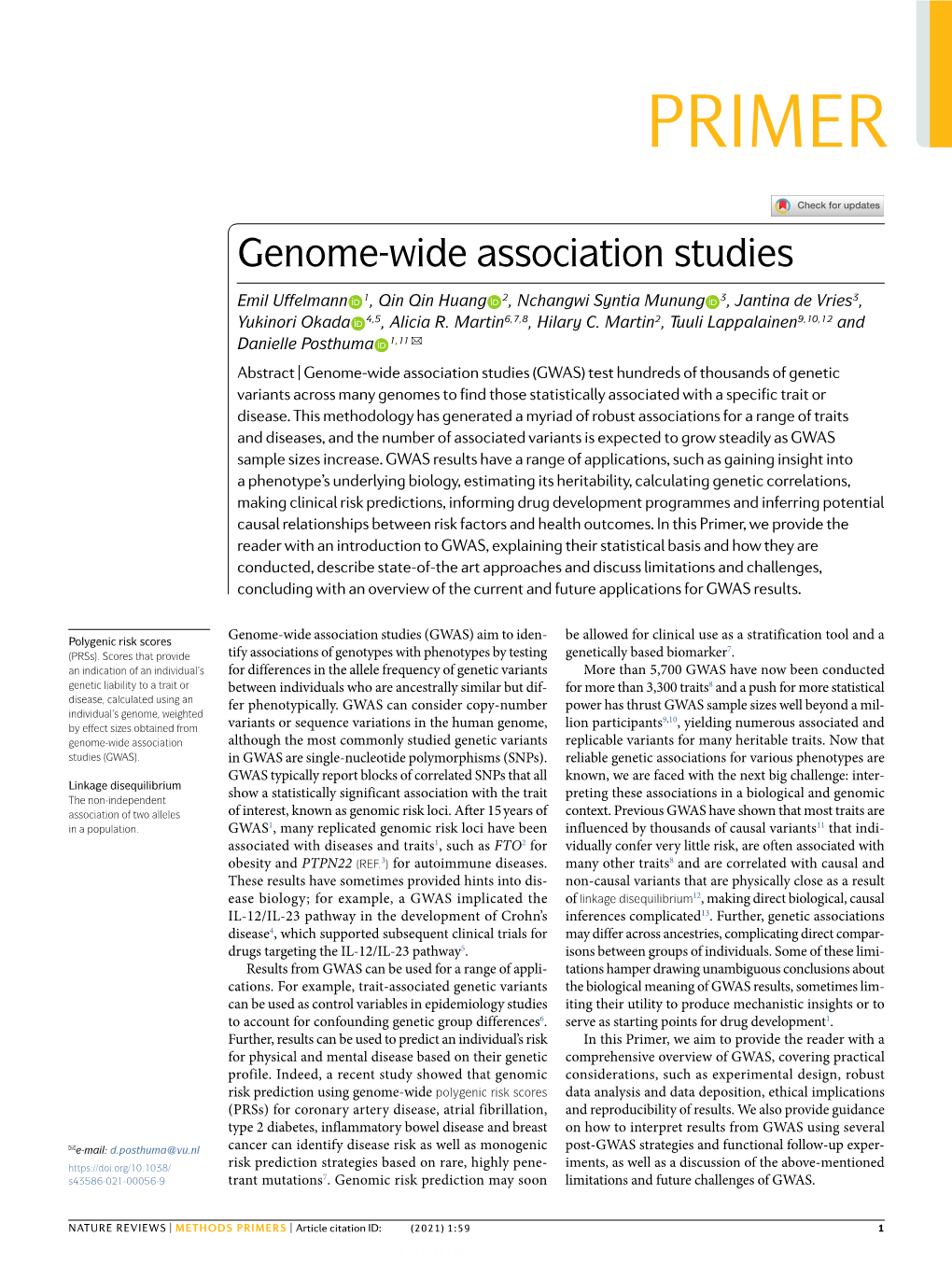 Genome-Wide Association Studies