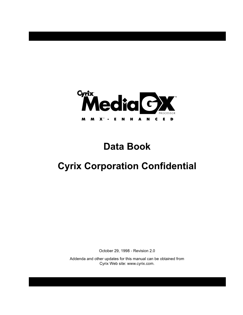 Data Book Cyrix Corporation Confidential