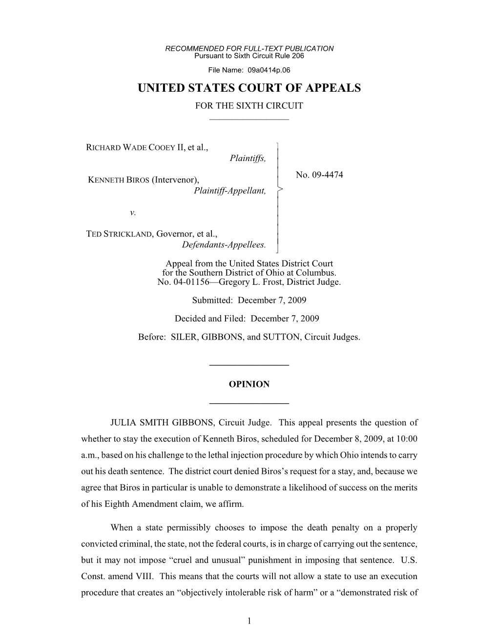 Sixth Circuit Rule 206 File Name: 09A0414p.06 UNITED STATES COURT of APPEALS for the SIXTH CIRCUIT ______