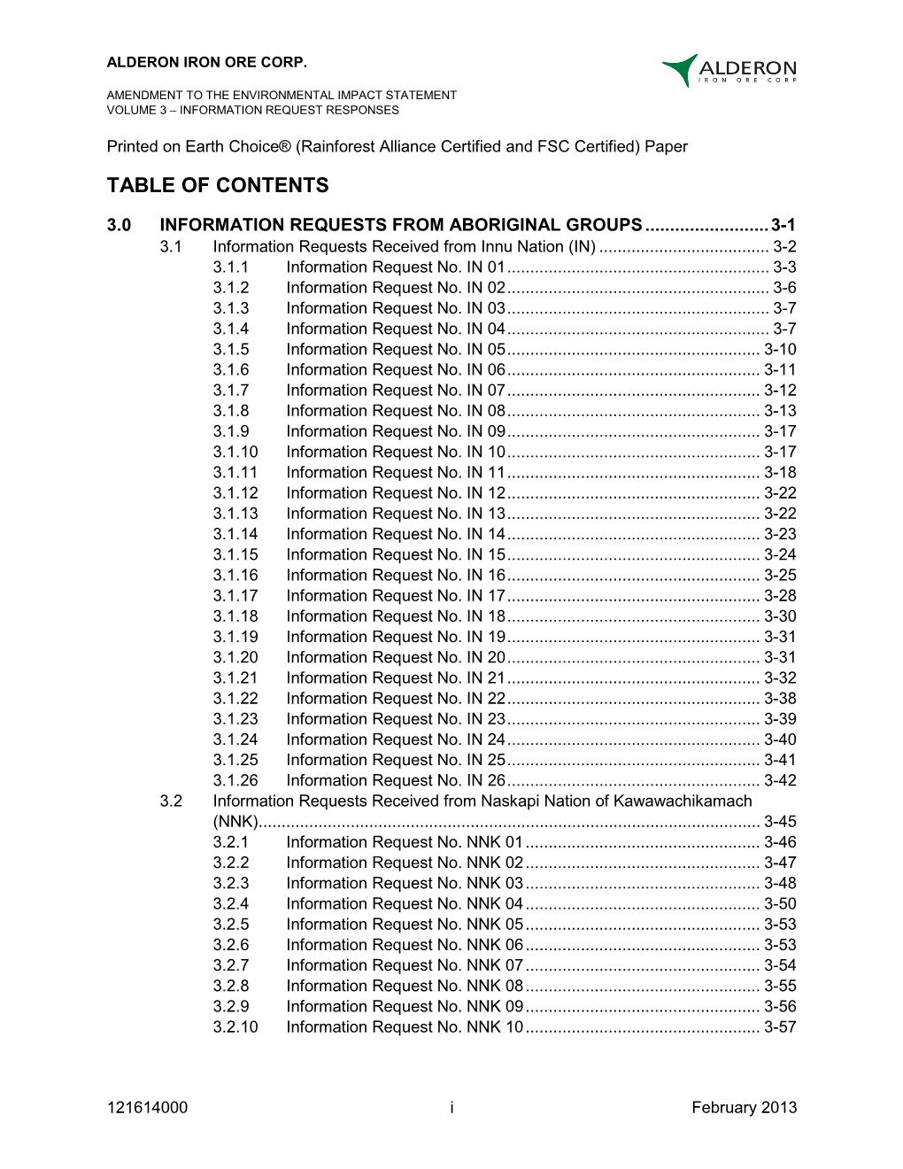 Table of Contents